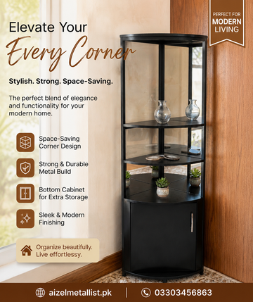 Corner Saving Bookshelf and storage organizer 2 x 2' ft and 6'ft height
