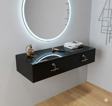 Aizel Metallist: Floating Dual-Drawer Console 36 x 15 x 8" inch